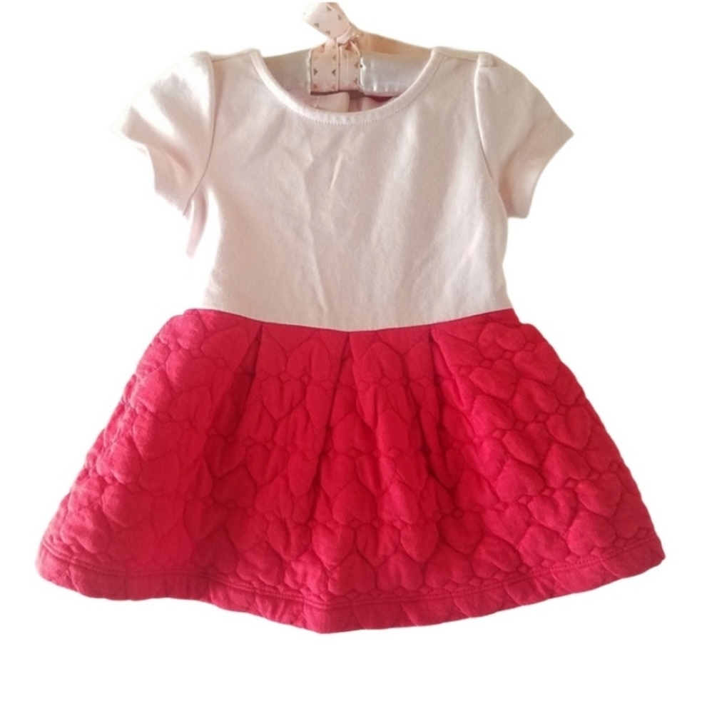 Janie & Jack heart quilted print short sleeve baby dress 3-6 Months